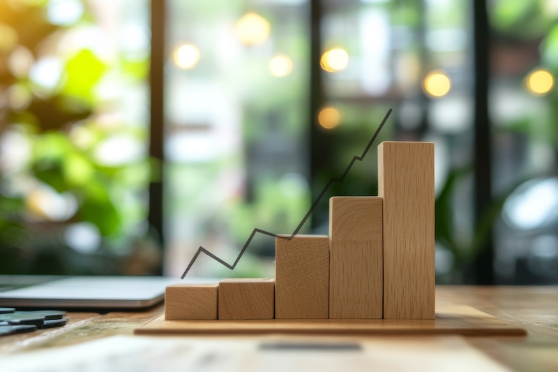 Tillväxtkurva med träbitar